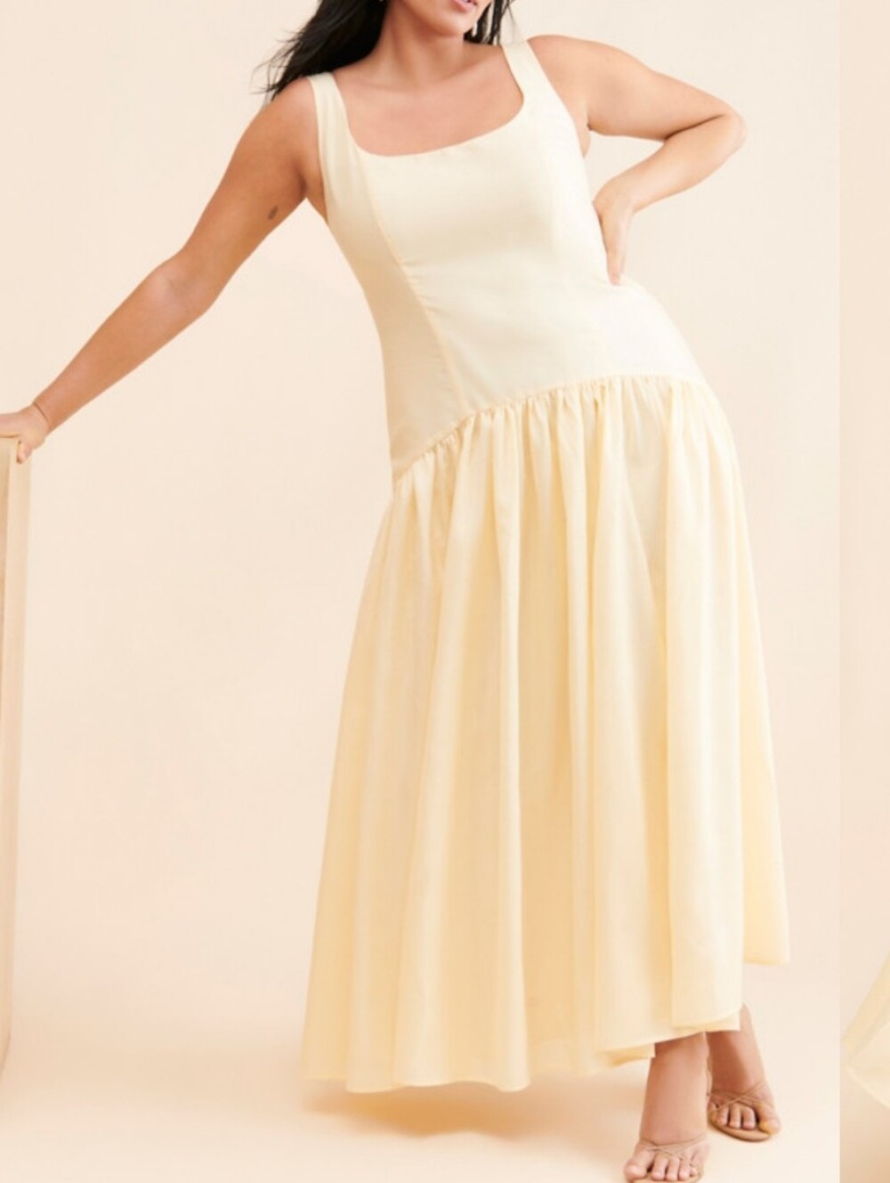 HUTCH RIDGE Drop Waist Butter Yellow Maxi Dress